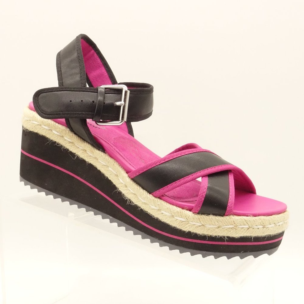 SKECHERS Pink Black Ankle Strap Platform Sandals